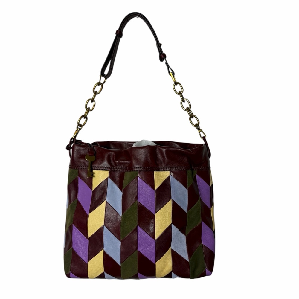 Fossil Gigi Drawstring Multicolor Patchwork Leath… - image 2